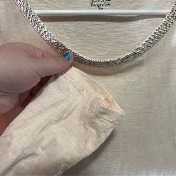 Chico’s 3/4 Sleeve Peach Top w/ Braided Cream & Gold Detail Size 1 / US Size 8 - Picture 3 of 7